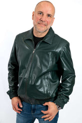 Men's leather bomber jacket Leo Green